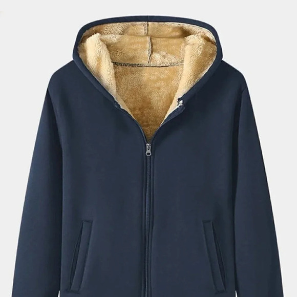 Royal Blue Mens Thermal Hoodie - Picture 1 of 7